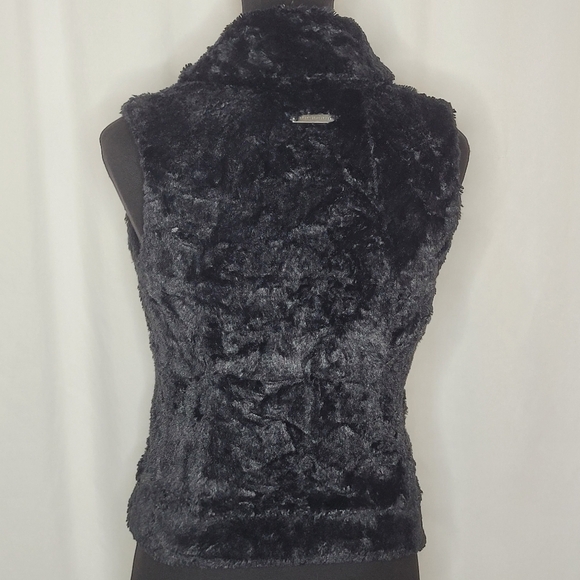 A/X Armani Exchange Black Faux Fur Zip Front Vest Cotton Lined - Size S - Picture 5 of 12